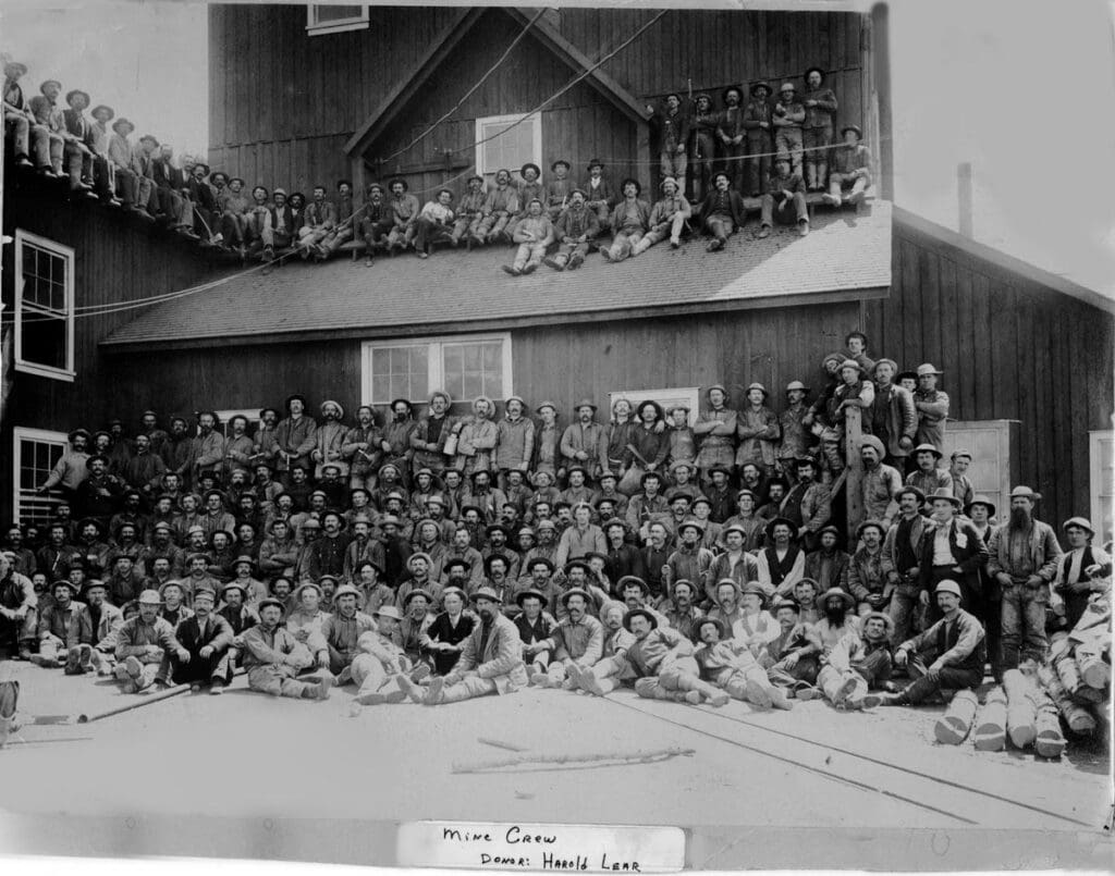 Image taken of a crew of miners at the Alice Mine. Circa 1882