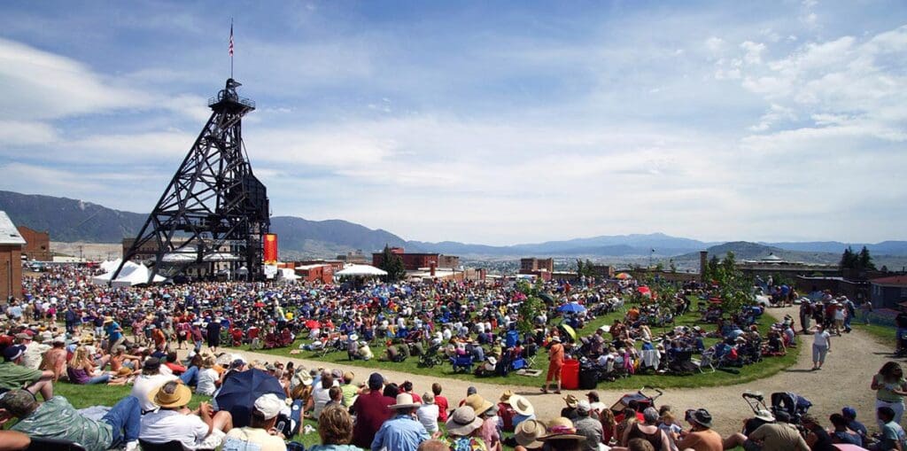Crowd at the Montana Folk Festival in Butte Mt